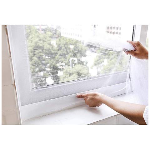 Zanzariera Per Finestra Tenda Adesiva Telo Anti Zanzare Insetti Bianca 150x150cm - Foto 2