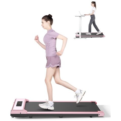 Tapis Roulant Elettrico, Rattatree Walking Pad, 2 In 1 Tapis Roulant Sotto La Scrivania, 1-10 Km/h Walking Pad, Display A Lcd, Nessuna Installazione, Rose - Foto 1