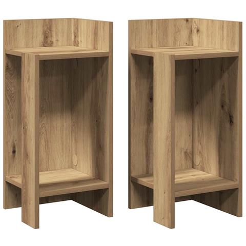 Tavolini Laterali 2pz Con Ripiano Rovere Artigianale - Foto 1