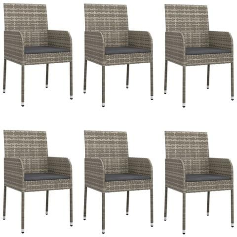 Set da Pranzo da Giardino 7 pz con Cuscini in Polyrattan Grigio - Foto 2