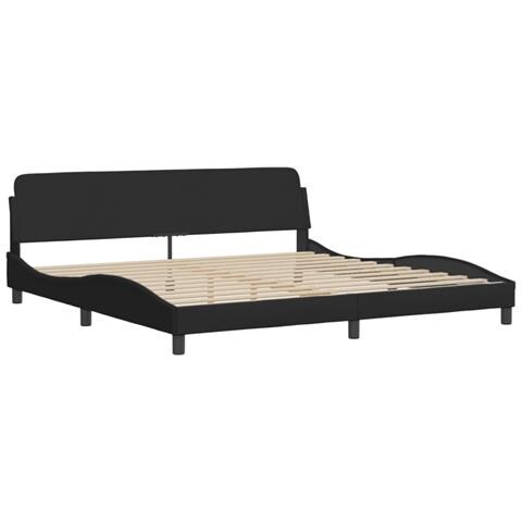 Giroletto con LED senza Materasso Nero 200x200 cm in Tessuto - Foto 2