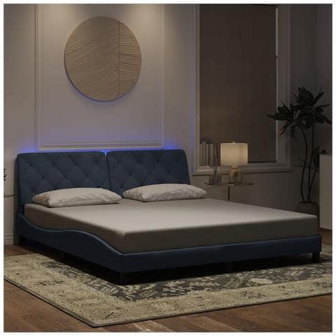 Giroletto con Luci LED Grigio Scuro 180x200 cm in Velluto - Foto 2