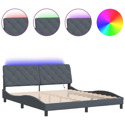 Giroletto con Luci LED Grigio Scuro 180x200 cm in Velluto - Foto 1