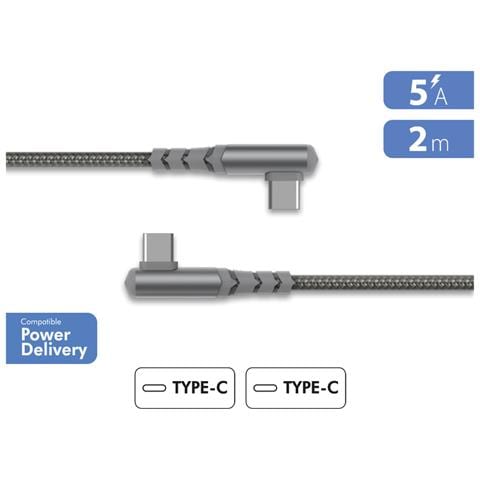 Cavo Di Ricarica E Sincronizzazione Angolato Da Usb-c A Usb-c 60w 3a Ultra-rinforzato Da 2 M, Grigio - Foto 2
