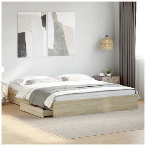 Giroletto Cassetti Rovere Sonoma 200x200 Cm Legno Multistrato - Foto 1