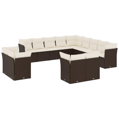 Set Divani Da Giardino 13 Pz Con Cuscini Marrone In Polyrattan - Foto 2