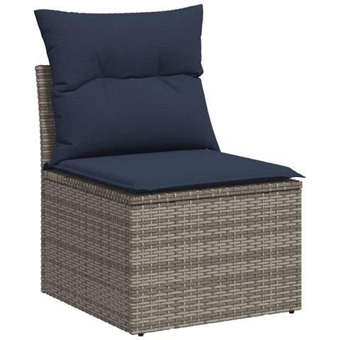 Set Divani Da Giardino 7 Pz Con Cuscini Grigio In Polyrattan - Foto 3