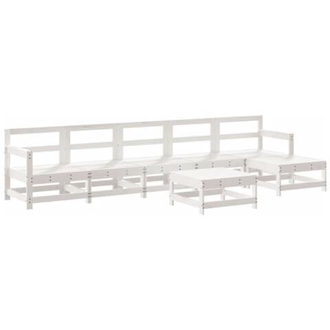 Set Salotto Da Giardino 7 Pz Bianco In Legno Massello Di Pino - Foto 2