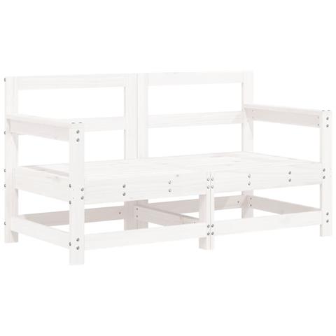 Set Salotto Da Giardino 7 Pz Bianco In Legno Massello Di Pino - Foto 3