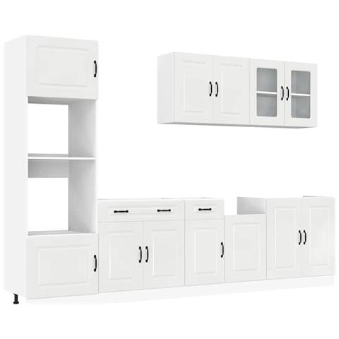 Set Mobili Da Cucina 7 Pz Kalmar Bianchi Lucido In Truciolato - Foto 2