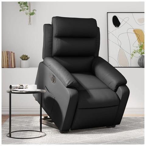 Lusso Casadino -  Poltrona Alzapersona Reclinabile Elettrica Nera In Similpelle - Foto 8