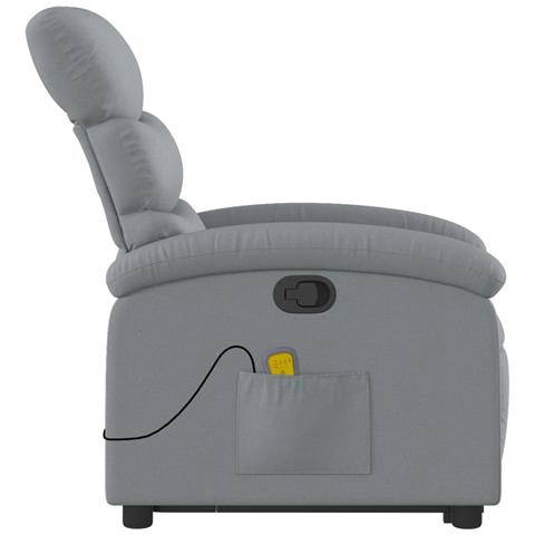 Poltrona Alzapersona Massaggi Reclinabile Grigio Chiaro Tessuto - Foto 9
