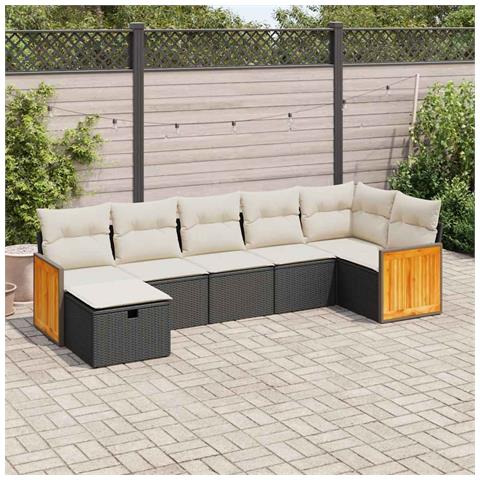 Set Divani da Giardino con Cuscini 7pz Nero Polyrattan - Foto 2