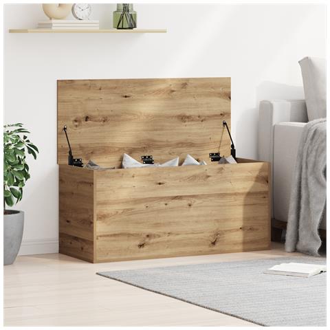 Scatola di stoccaggio  con coperchio Rovere Artigianale 100x42x46 cm Legno ingegnerizzato - Foto 2