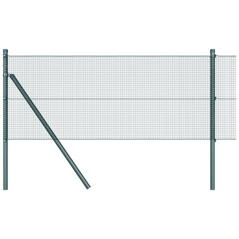 Recinzione in Rete Saldati con 7 Paletti Verde 0,8x10 m Acciaio - Foto 1