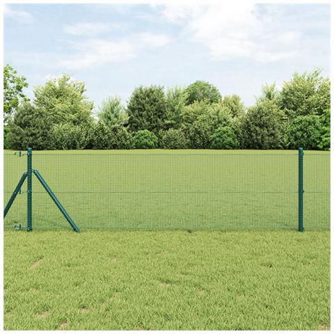 Recinzione in Rete Saldati con 7 Paletti Verde 0,8x10 m Acciaio - Foto 2