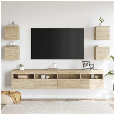 Mobili Porta Tv A Parete 4pz Rovere Sonoma 30,5x30x30 Cm - Foto 2