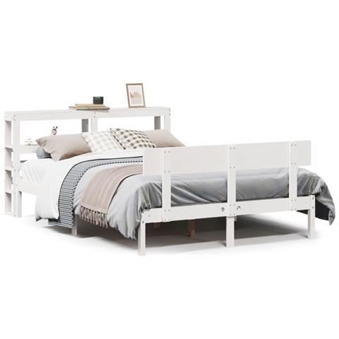 Letto senza Materasso Bianco 120x200 cm Legno Massello di Pino - Foto 1