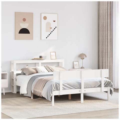 Letto senza Materasso Bianco 120x200 cm Legno Massello di Pino - Foto 2