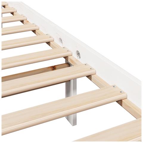 Letto senza Materasso Bianco 120x200 cm Legno Massello di Pino - Foto 9
