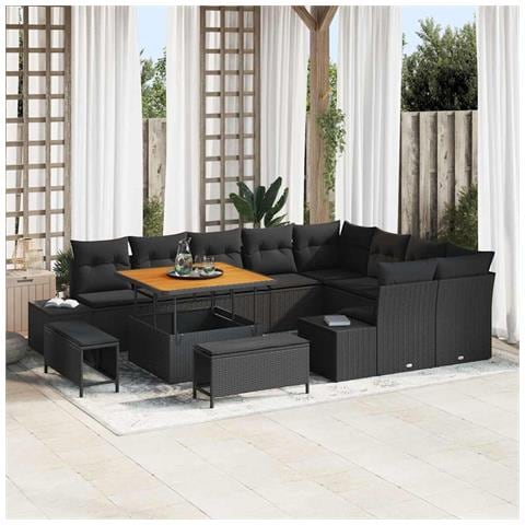 Set Divano da Giardino 12 pcs Nero 100 x 100 x 71 cm - Foto 2