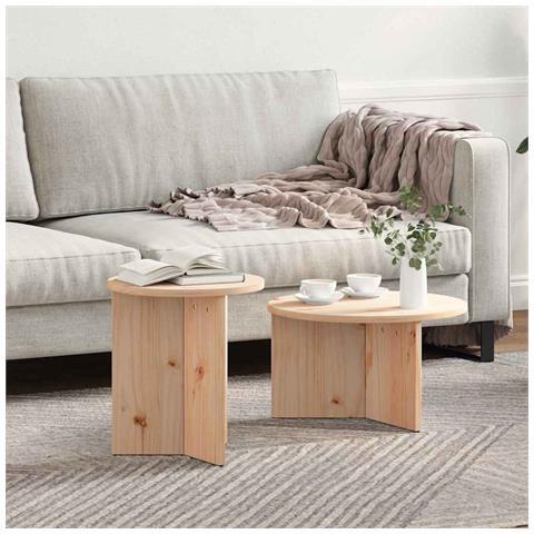 Tavolino da salotto 2 pcs Naturale 49 x 49 x 28 cm - Foto 2