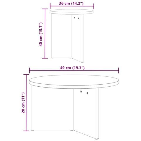Tavolino da salotto 2 pcs Naturale 49 x 49 x 28 cm - Foto 9