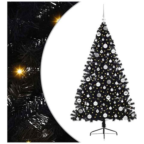 Albero di Natale artificiale con luci integrate Nero 180 cm PVC - Foto 1