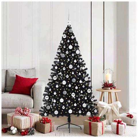 Albero di Natale artificiale con luci integrate Nero 180 cm PVC - Foto 2