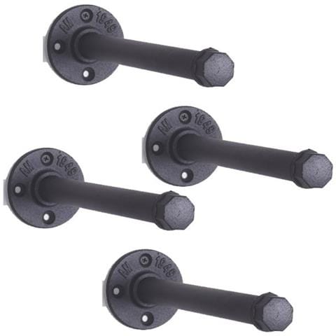 Mensola Industriale Nera Opaca - Set Di 4 Supporti A Muro - Foto 1