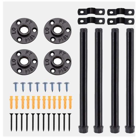 Mensola Industriale Nera Opaca - Set Di 4 Supporti A Muro - Foto 3