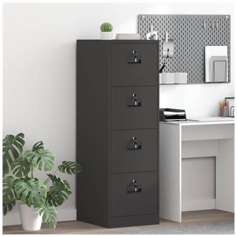 Armadio per File con cassetto 2 pcs Nero 44 x 50 x 106.5 cm - Foto 2