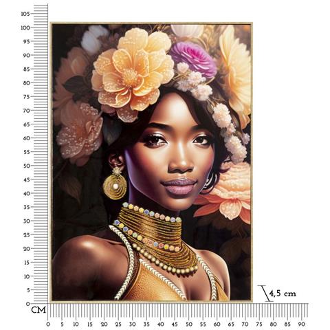 Dipinto Su Tela Zena A Con Cornice, Ritratto Femminile Con Fiori E Collier - Foto 8