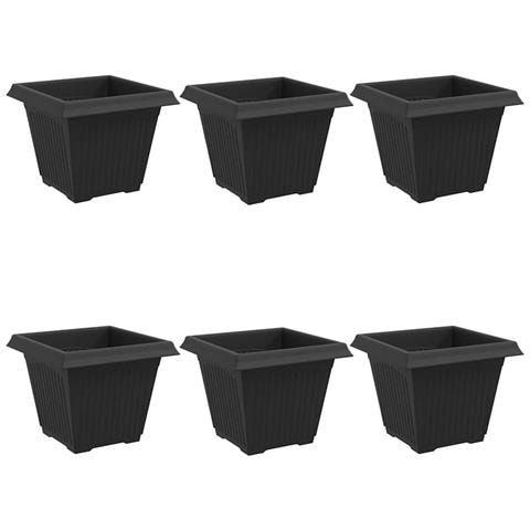 Vaso quadrato per fiori 6 pcs Nero 38 x 38 x 30 cm Plastica - Foto 1