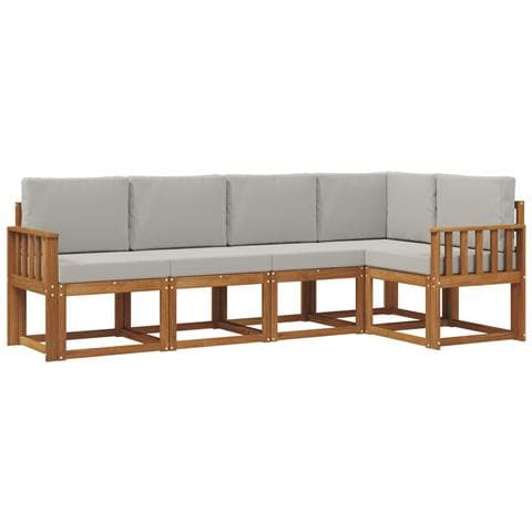 Set di divani con cuscino 5 pcs Grigio Naturale e Chiaro - Foto 1