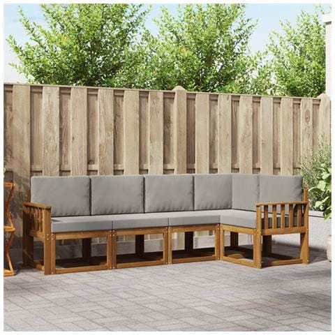 Set di divani con cuscino 5 pcs Grigio Naturale e Chiaro - Foto 2