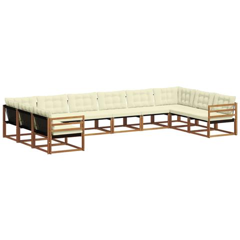 Set di divani da esterno con cuscino 10 pcs Naturale e Crema - Foto 1