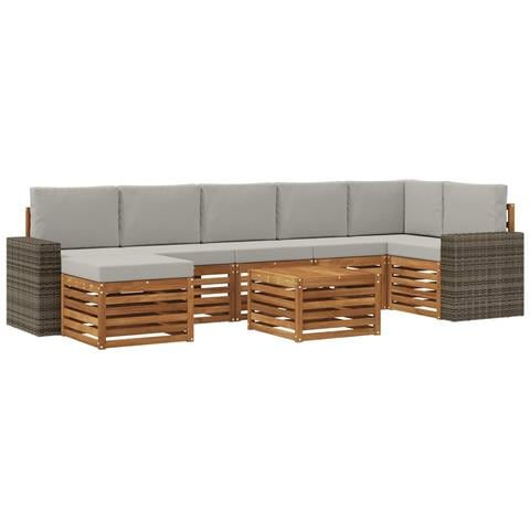 Set di divani da esterno 8 pcs Naturale e Grigio Chiaro - Foto 1