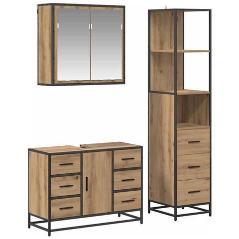 Set di mobili per il bagno con porta 3 pcs Rovere artigianale - Foto 1