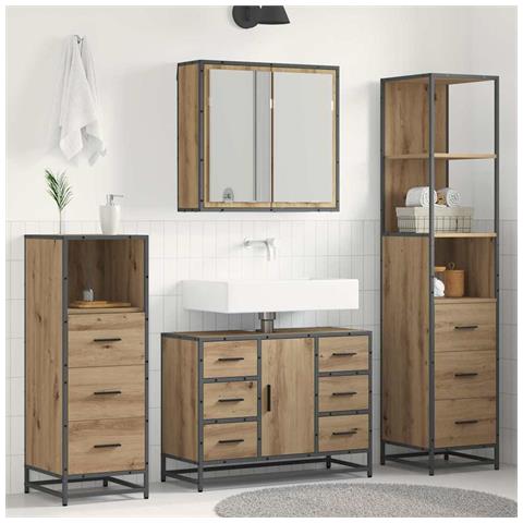 Set di mobili per il bagno con porta 3 pcs Rovere artigianale - Foto 2