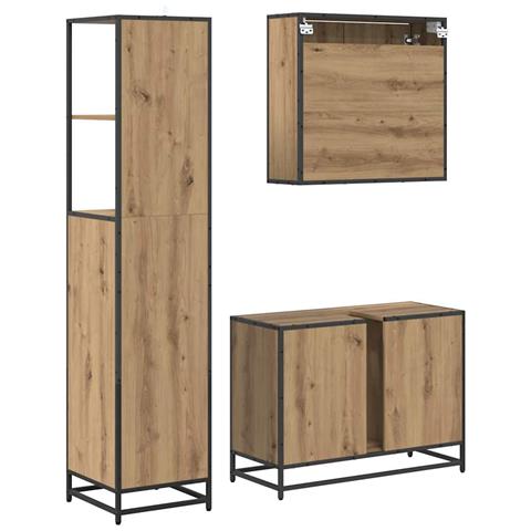Set di mobili per il bagno con porta 3 pcs Rovere artigianale - Foto 9