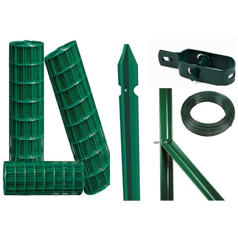1KIT RECINZIONE COMPLETA DA 25MT LINEARI CON RETE METALLICA PLASTIFICATA ALTEZZA CM 100 H MAGLIA MM 75X50 CON PALETTI - Foto 1