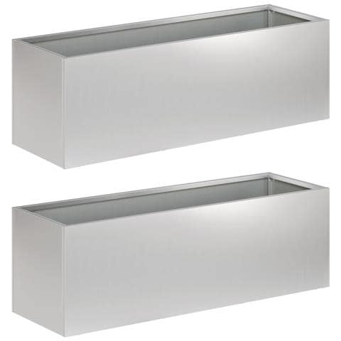 Vaso da giardino 2 pz Argento 40 x 20 x 20 cm Acciaio zincato - Foto 1