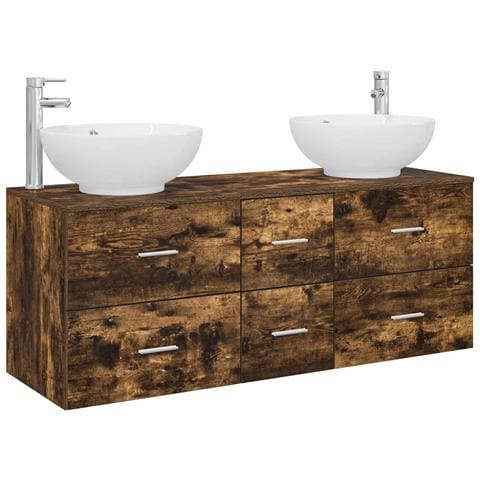 Set di mobili per il bagno 3 pz Rovere Fumo 49,5 x 44,5 x 65 cm - Foto 1