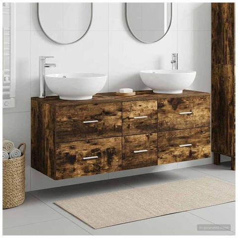 Set di mobili per il bagno 3 pz Rovere Fumo 49,5 x 44,5 x 65 cm - Foto 10