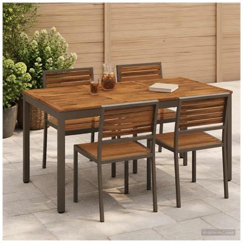 Tavolo da cena da giardino Naturale e Caffè 141 x 80,5 x 75 cm - Foto 2