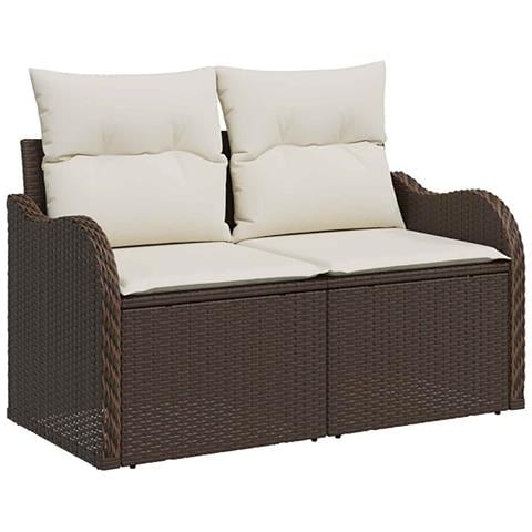Set di divani 6 pz Marrone e Bianco Crema - Foto 2