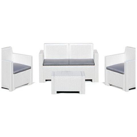 Set da giardino in polipropilene effetto rattan colore bianco - Foto 1