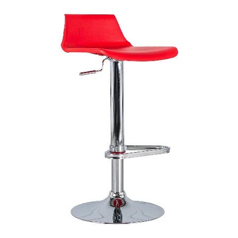 Sgabello Cromo Da Bar Con Seduta Rossa E Alzata A Gas Fred - Foto 2