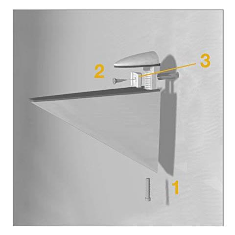Coppia di reggimensola MOD. Halcon per mensole in Legno / Vetro / Cristallo di Spessore 8-40mm Finitura Verniciato aluminio - Foto 2